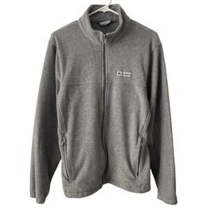 COLUMBIA Gray Zip Front Fleece Jacket Size Medium Zipped Pockets Mock Neckline